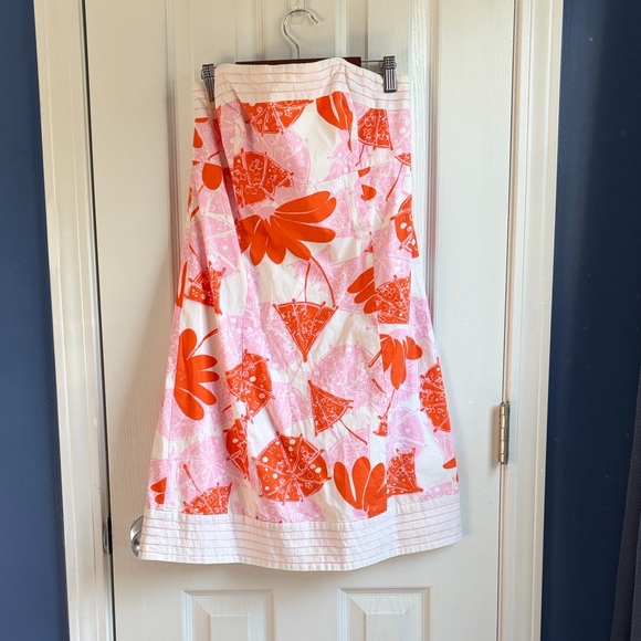 LIKE NEW Lilly Pulitzer Women's Size 6 Floral & Umbrellas Print Strapless Dress - Picture 3 of 12